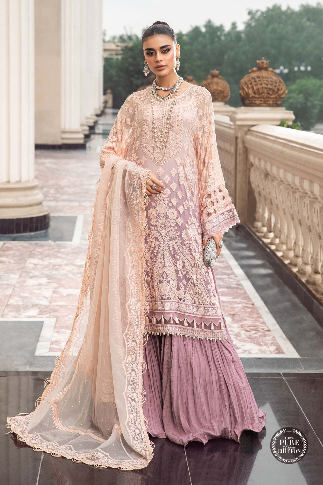 Maria.B | Embroidered Chiffon Collection '23 available at Lebaasonline. The largest stockiest of M.prints Dresses in the UK. Shop Maria B Clothes Pakistani wedding. Maria B Chiffons, Mprints, Maria B Sateen Embroidered on discounted price in UK USA Manchester London Australia Belgium UAE France Germany Birmingham on Sale.