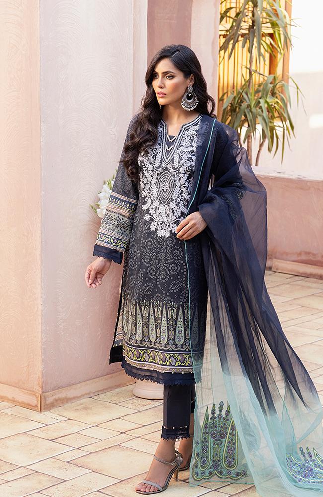 Buy ALZOHAIB | AZ-FESTIVE HUES' PREMIUM COLLECTION'2021 Navy Blue Dress at Lebaasonline Pakistani Clothes @ best price- SALE ! Shop PAKISTANI DESIGNER DRESSES IN UK MARIA B MPRINT, IMROZIA, Pakistani Boutique Clothes Online UK for Evening, Pakistani Bridal Wear. Indian & by ALZOHAIB in the UK & USA at LebaasOnline.