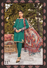 Load image into Gallery viewer, Mprints Maria B 2022 | 11A Green 100% Original Guaranteed! Shop MariaB Mprints, MARIA B Lawn Collection 22 USA from LebaasOnline.co.uk on SALE Price in UK, USA, Belgium Australia &amp; London with Express shipping in UK. Explore the latest collection of Maria B Suits USA 2022 Pakistani Summer dresses at Lebaasonline today