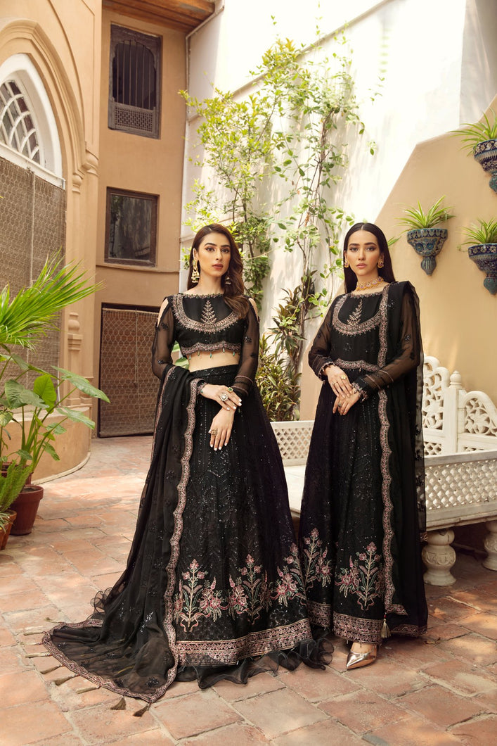 Buy ALIZEH | SHAHTAJ EMBROIDERED COLLECTION '21 | ZEBAISH-11 Black  from our official website. We are largest stockist of Pakistani designer dresses online UK Buy this Indian Bridal dresses online USA from Alizeh Chiffon 2021. This Eid buy NEW dresses in UK USA Austria from latest suits on Lebaasonline at SALE!