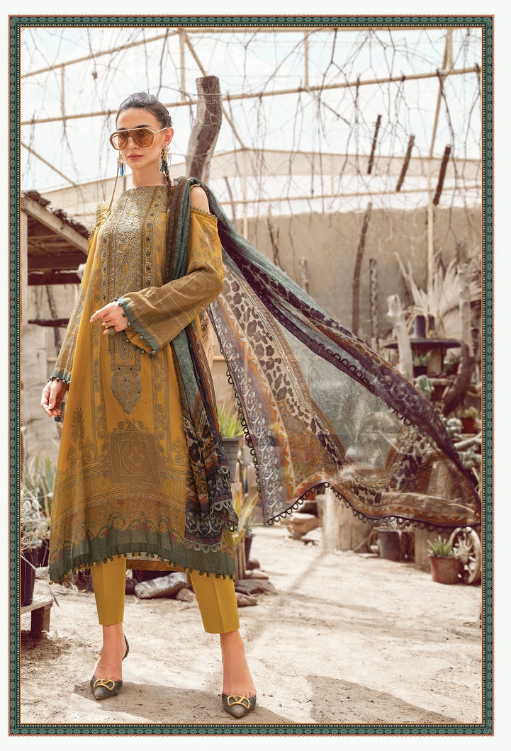 MARIA B | M PRINTS 2022 Mustard dress by Maria B Pakistani Winter dresses 2022 at Lebaasonline. Discover Maria B Pakistani Fashion Clothing UK that matches to your style for this winter. Shop today Pakistani Wedding dresses USA on discount price! Get express shipping in Belgium, UK, USA, France in SALE!