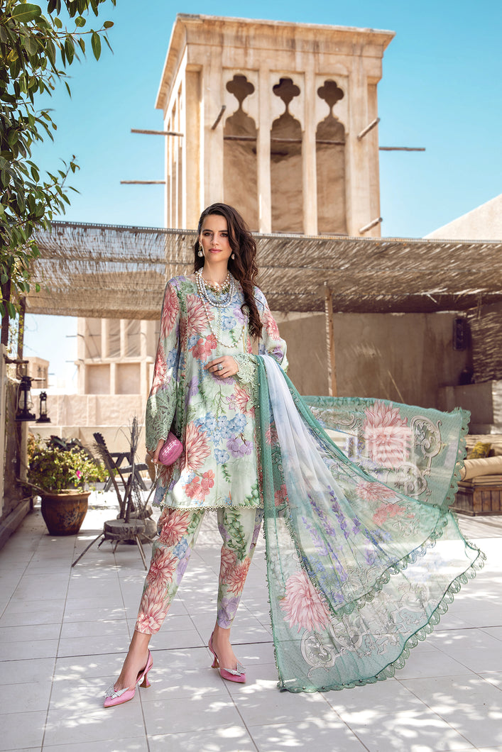 MARIA B | M PRINTS 2022 Floral Green dress by Maria B Pakistani Winter dresses 2022 at Lebaasonline. Discover Maria B Pakistani Fashion Clothing UK that matches to your style for this winter. Shop today Pakistani Wedding dresses USA on discount price! Get express shipping in Belgium, UK, USA, France in SALE!