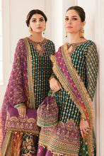 Load image into Gallery viewer, Buy BAROQUE CHANTELLE &#39;22 | green and purple color available in Next day shipping @Lebaasonline. We are the Largest Baroque Designer Suits in London UK with shipping worldwide including UK, Canada, Norway, USA. The Pakistani Wedding Chiffon Suits USA can be customized. Buy Baroque Suits online in Germany on SALE!