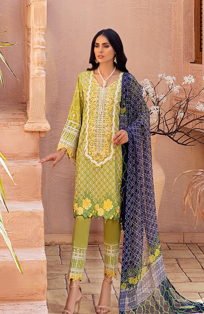 Buy ALZOHAIB | AZ-FESTIVE HUES' PREMIUM COLLECTION'2021 Lemon Yellow  Dress at Lebaasonline Pakistani Clothes @ best price- SALE ! Shop PAKISTANI DESIGNER DRESSES IN UK MARIA B MPRINT STITCHED, IMROZIA, Pakistani Clothes Online UK for Evening, Pakistani Bridal Wear. Indian & by ALZOHAIB in the UK & USA at LebaasOnline.