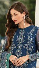 Load image into Gallery viewer, AFROZEH LA FUCHSIA COLLECTION &#39;22 | Stellar Blue Luxury Chiffon Collection  This Pakistani Bridal dresses online in USA of Afrozeh La Fuchsia Collection is available our official website. We, the largest stockists of Afrozeh La Fuchsia Maria B Bridal dresses Get pakistani Wedding dress in UK USA from Lebaasonline