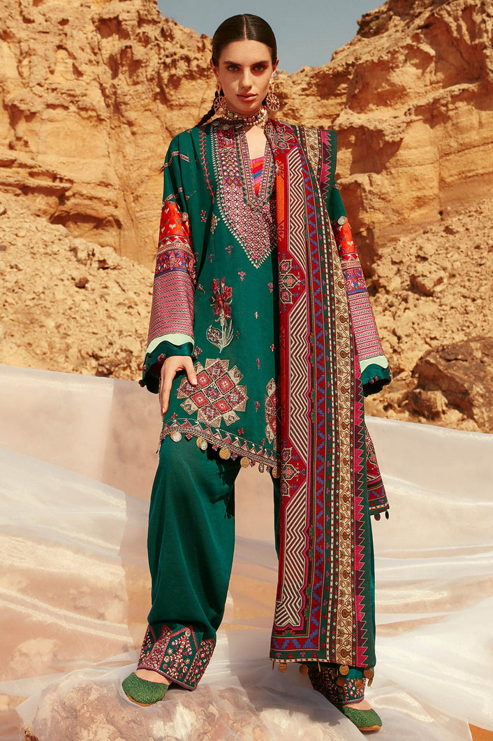 ELAN WINTER COLLECTION '21 | MIRAGE | THALIA Green PAKISTANI DESIGNER DRESSES ONLINE UK. Buy Now Elan UK Embroidered Collection of VELVET SUITS, Original Pakistani Brand Clothing, Unstitched /Stitched suits for Indian Pakistani women Next Day Delivery in UK shipping to USA France Germany & Australia from lebaasonline
