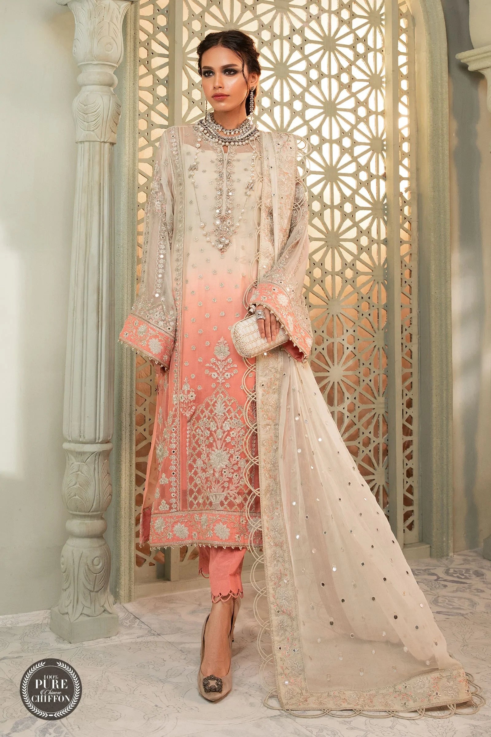 Rusty rose salmon pink party wear selling Pakistani suit for Eid ethnic wear